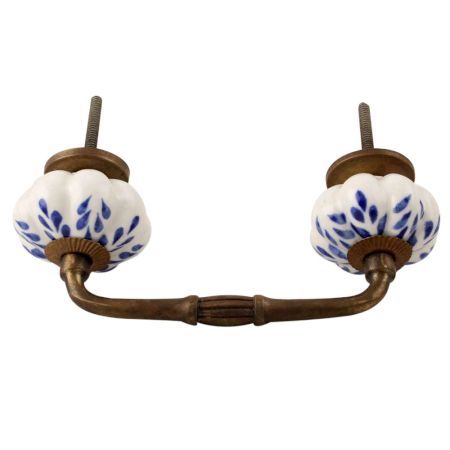 Blue Leaf Ceramic Melon Bridge Handle